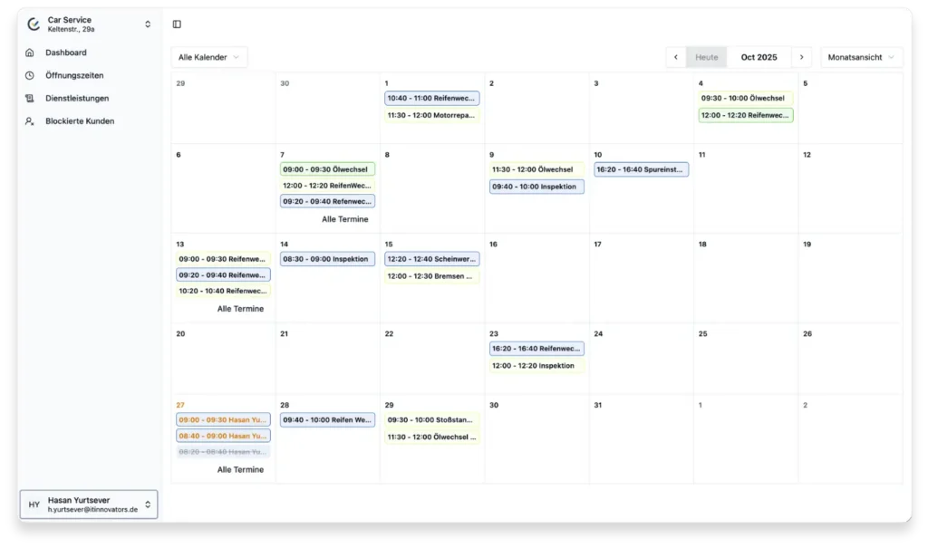 Reserved.Now Dashboard – Reservierungsmanagement